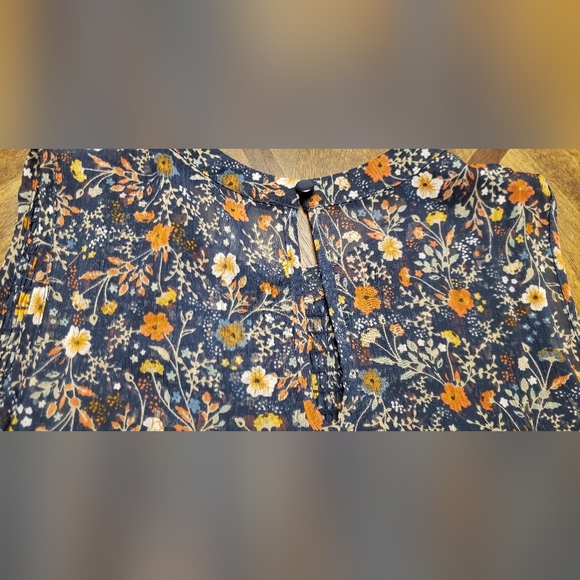 Massini Sleeveless Floral Smocked Shift Dress Navy Blue Size Small - Picture 11 of 16